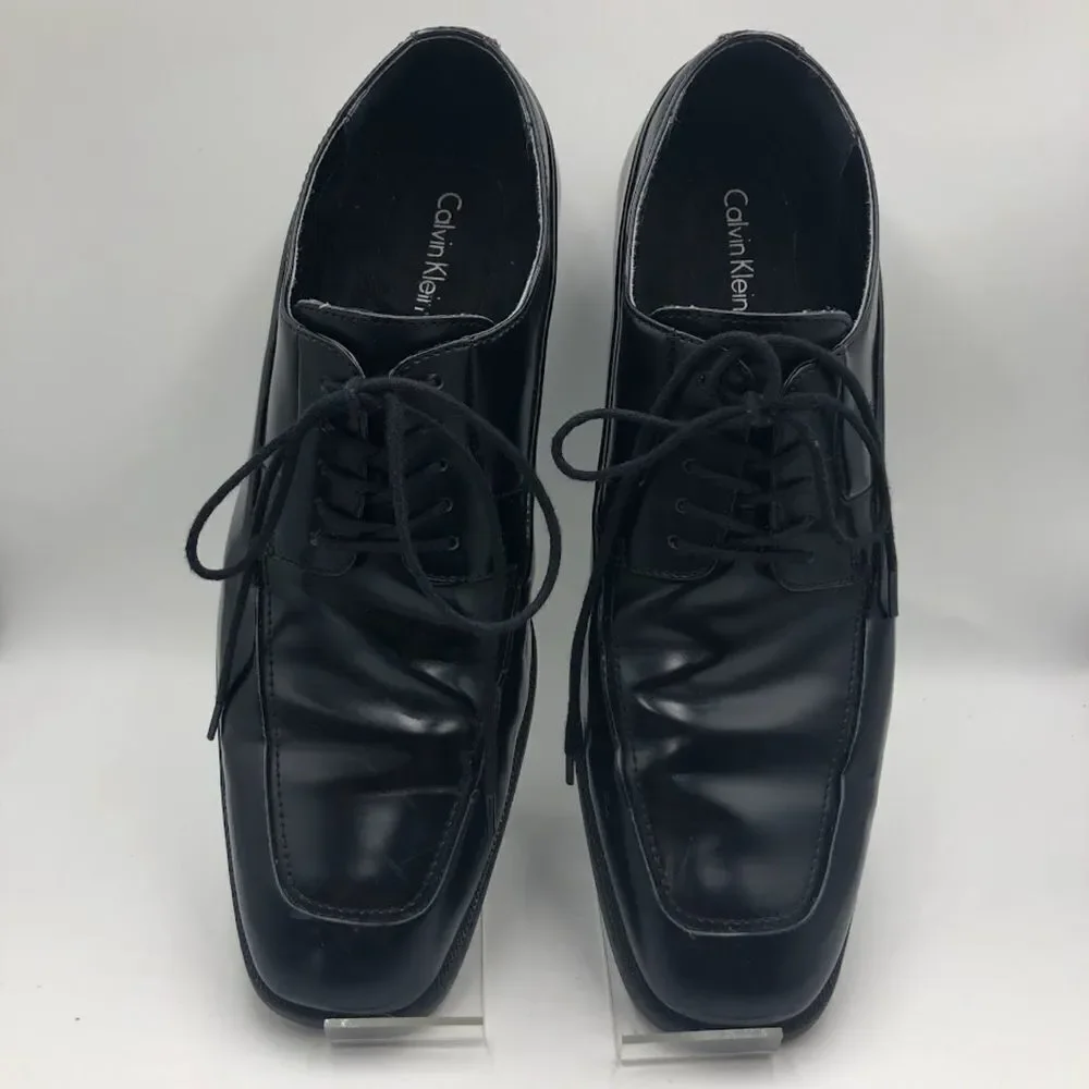 Calvin Klein Men's Elroy Black Lace Up Dress Oxfords Shoes Size 11 Square Toe